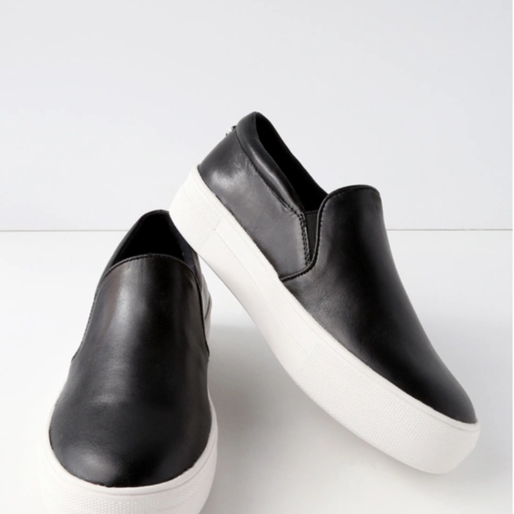 Steve Madden-GILLS BLACK LEATHER FLATFORM SNEAKERS